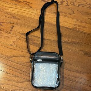 Clear purses shoulder or crossbody.  Stadium Approved.  Unisex Crossposted